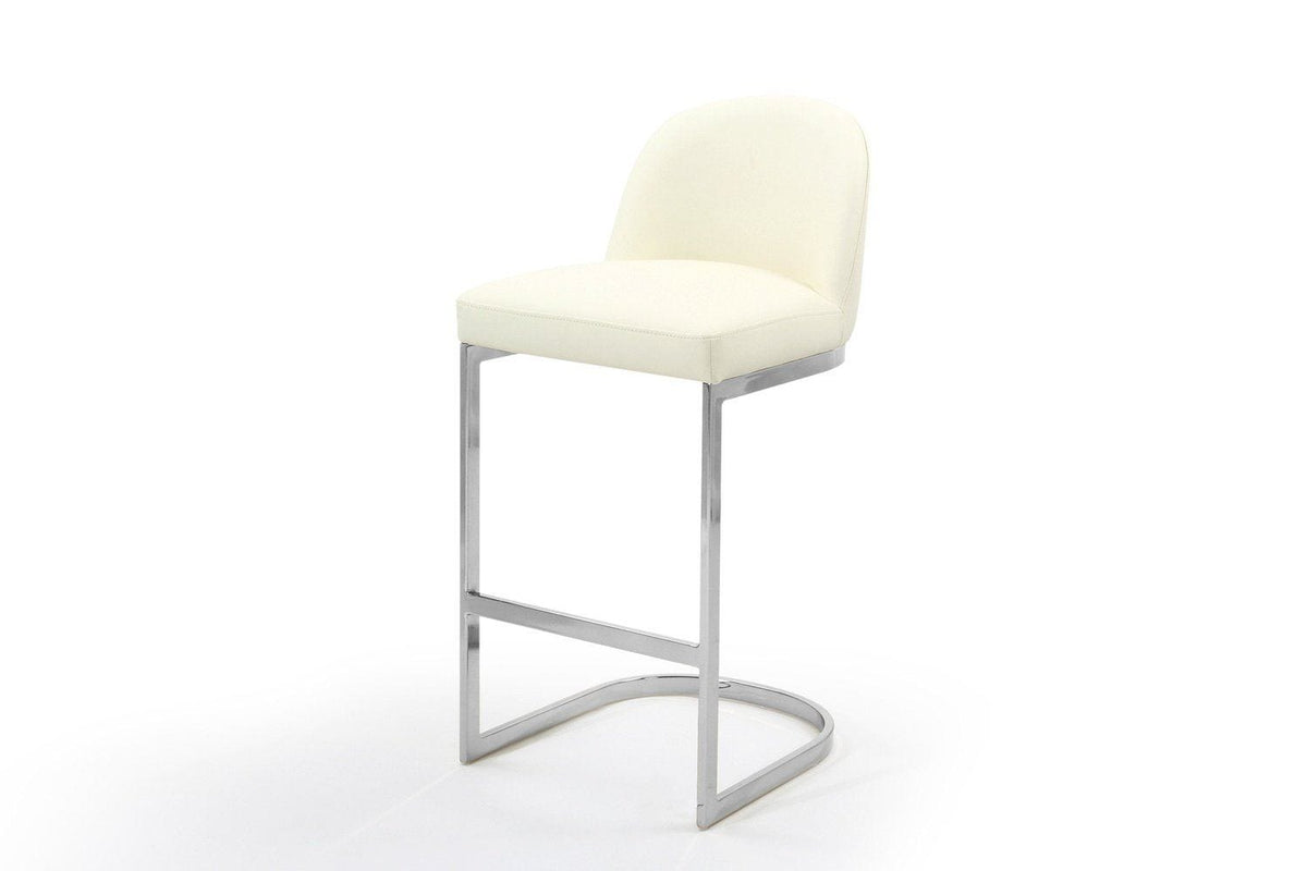 Iconic Home Xander Faux Leather Bar Stool Chair Chrome Base 