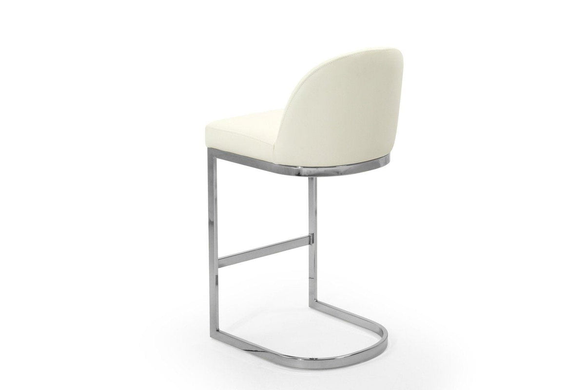 Iconic Home Xander Faux Leather Bar Stool Chair Chrome Base 