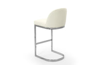 Iconic Home Xander Faux Leather Bar Stool Chair Chrome Base 