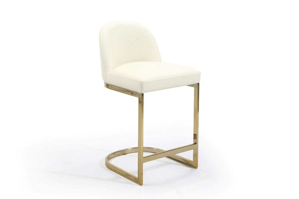 Iconic Home Xander Faux Leather Counter Stool Chair Gold Base 
