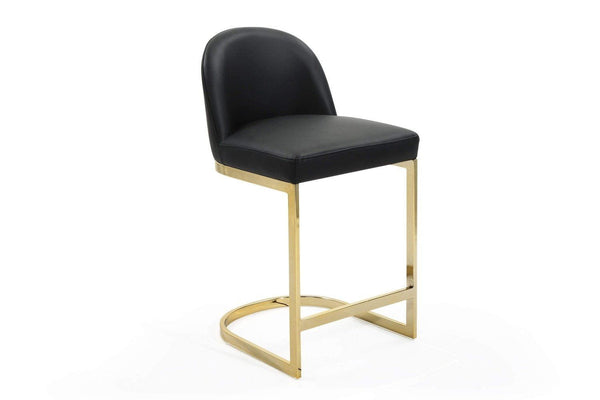 Iconic Home Xander Faux Leather Counter Stool Chair Gold Base 