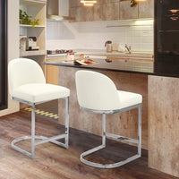 Iconic Home Xander Faux Leather Counter Stool Chair Chrome Base 
