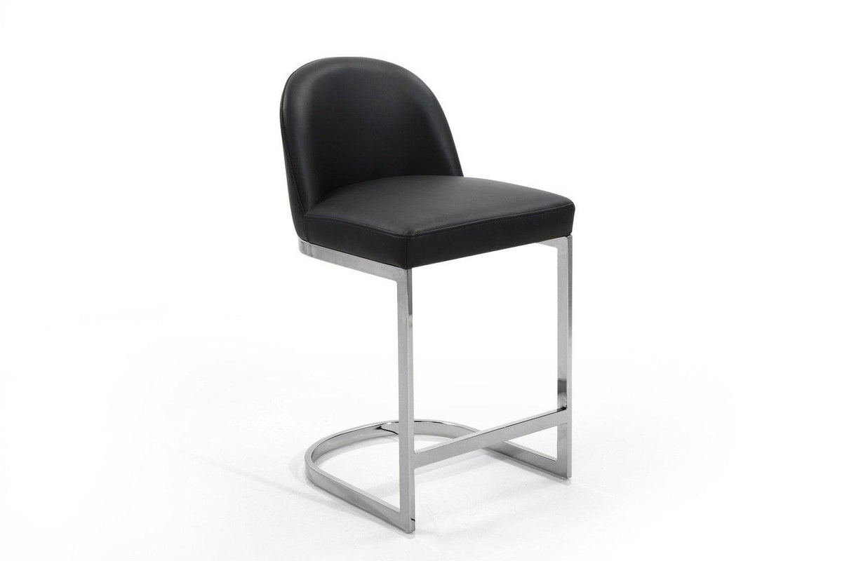 Iconic Home Xander Faux Leather Counter Stool Chair Chrome Base 