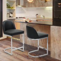 Iconic Home Xander Faux Leather Counter Stool Chair Chrome Base 