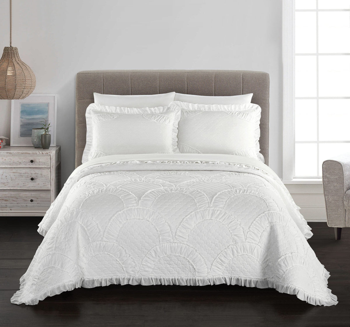 Chic Home Finna Cotton Scale Pattern Pillow Sham Cream