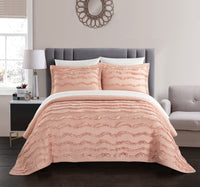 Chic Home Meghan Cotton Wave Pattern Pillow Sham Blush